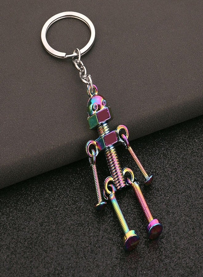 YZYDF Vintage Mechanical Screw Robot Keychain Creative Movable Joint Robot Car Key Holder for Men Backpack Bags Wallet Pendant - Image 4